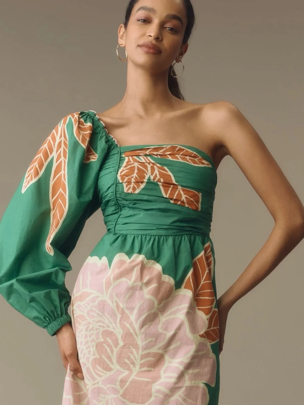 FARM Rio Green One-Shoulder Floral & Leaf Print Dress - Picture 4 of 9